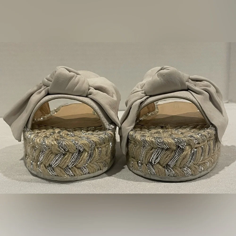 J/SLIDES Ritsy Espadrille Bow Slides Soft Gray / Silver Suede Women’s Size 8